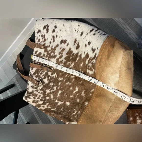 MYRA BAG / WALLET Tan hair on tote Calf Hair Leather Bag with wallet CHK PIC - Picture 6 of 14